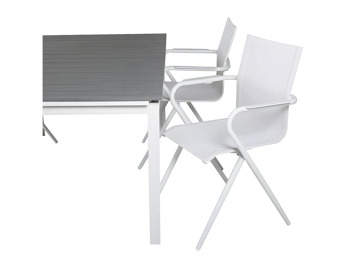 Levels Ensemble table et chaises de jardin, table 100x160/240cm et 4 chaises Alina, blanc, gris.