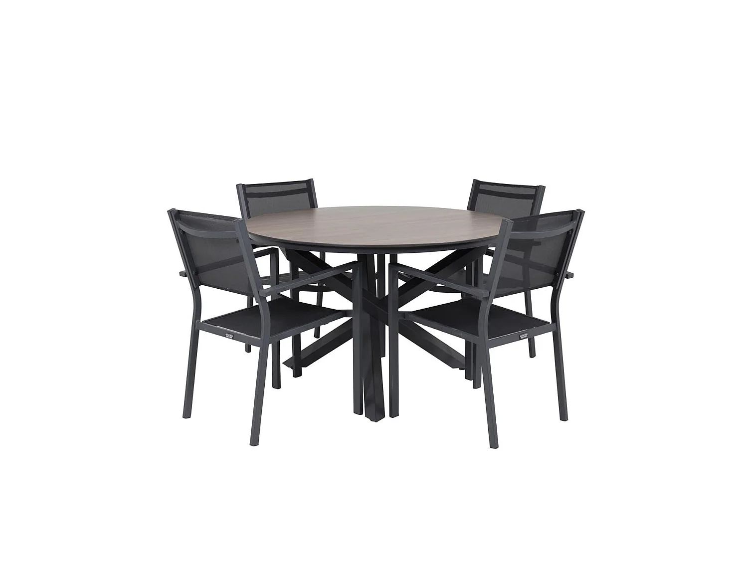 Llama ensemble table et chaises de jardin, table 120x120cm, 4 chaises Copacabana, marron,noir.