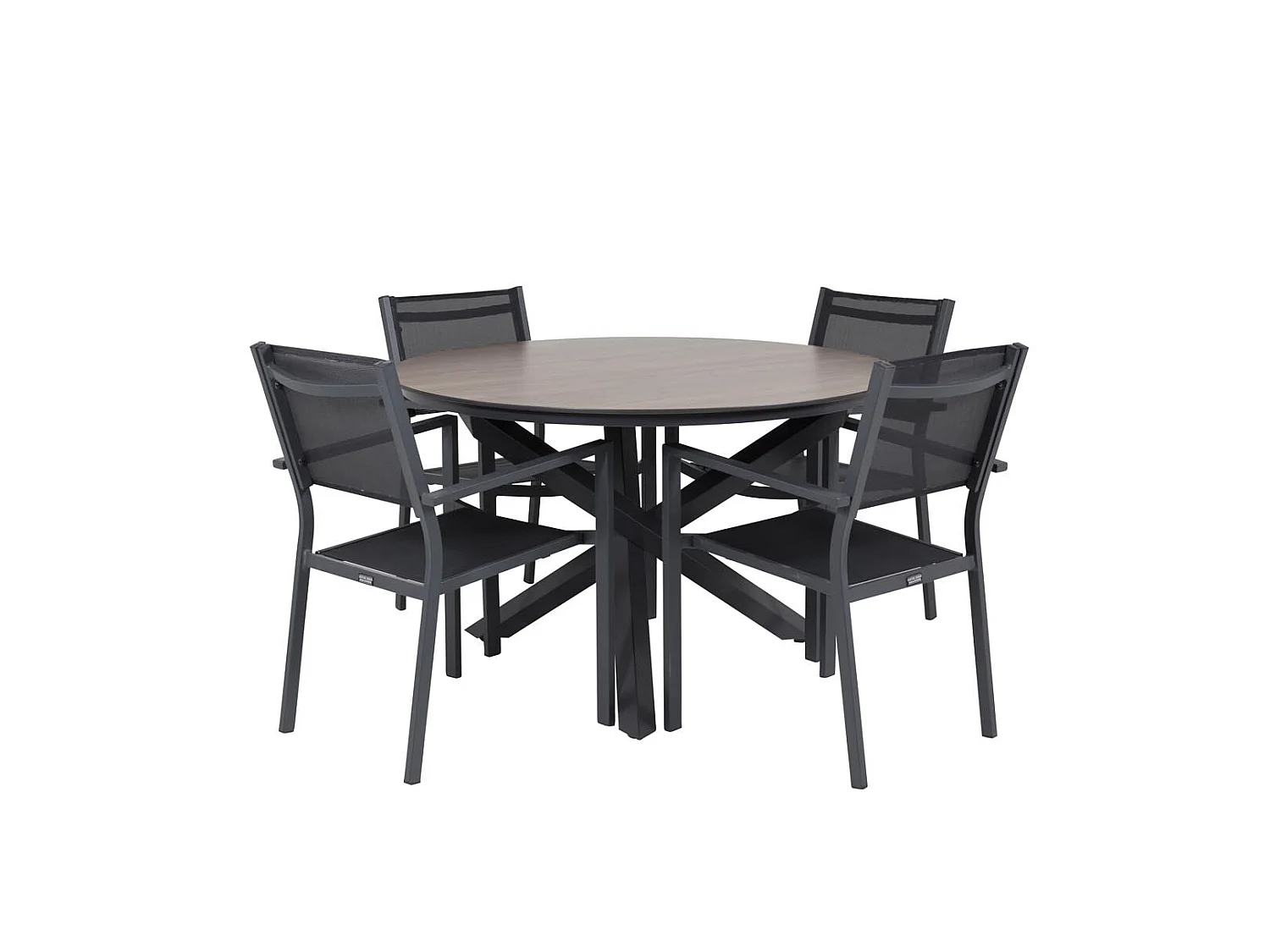 Llama ensemble table et chaises de jardin, table 120x120cm, 4 chaises Copacabana, marron,noir.