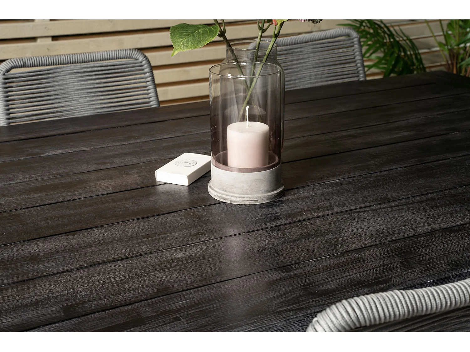 Rives Ensemble table et chaises de jardin, table 100x200cm et 6 chaises Lindos, noir.