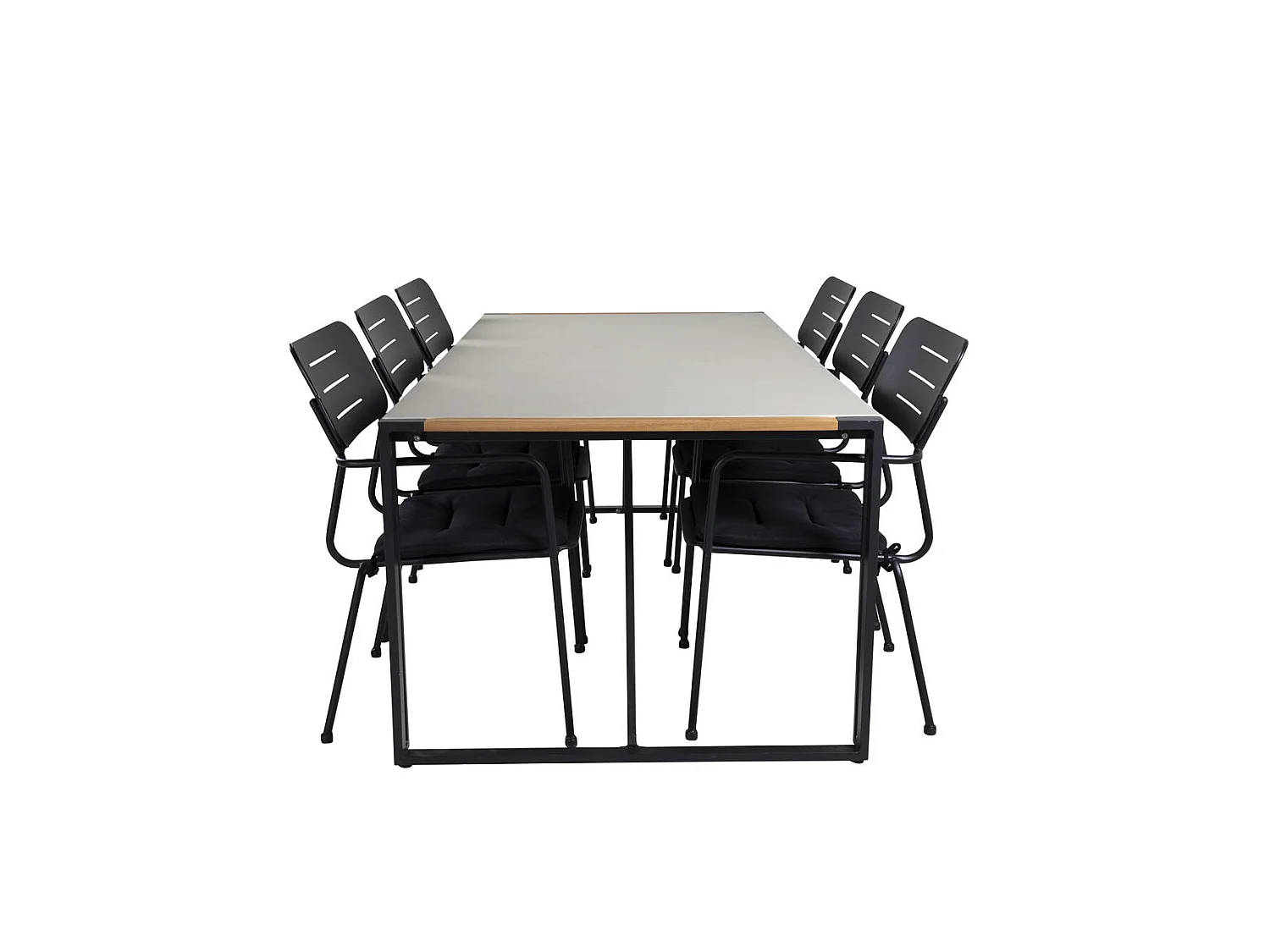 Texas Ensemble table et chaises de jardin, table 100x200cm et 6 chaises Nicke vert, noir, gris, naturel.