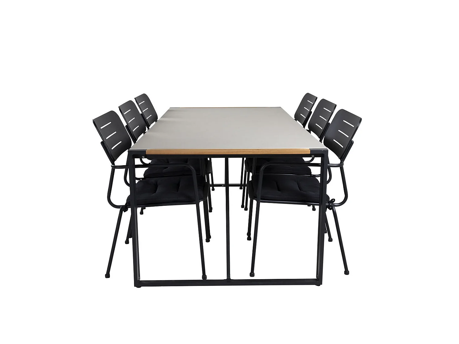 Texas Ensemble table et chaises de jardin, table 100x200cm et 6 chaises Nicke vert, noir, gris, naturel.