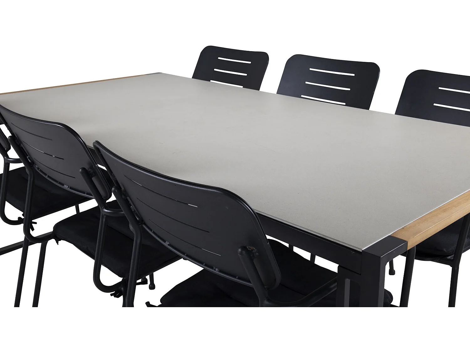 Texas Ensemble table et chaises de jardin, table 100x200cm et 6 chaises Nicke vert, noir, gris, naturel.