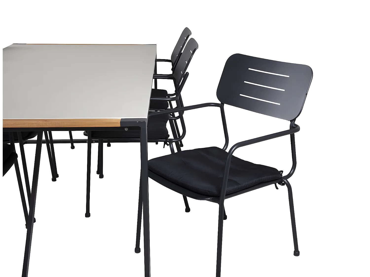 Texas Ensemble table et chaises de jardin, table 100x200cm et 6 chaises Nicke vert, noir, gris, naturel.