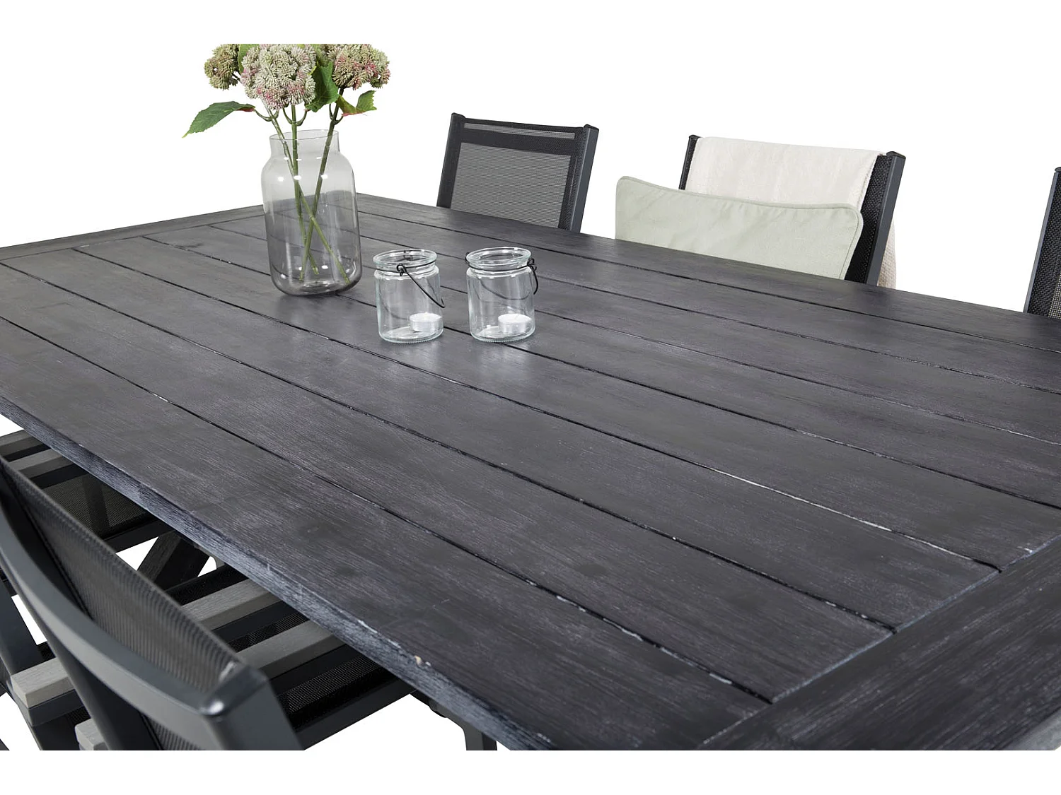 Rives Ensemble table et chaises de jardin, table 100x200cm et 6 chaises Parma, noir.