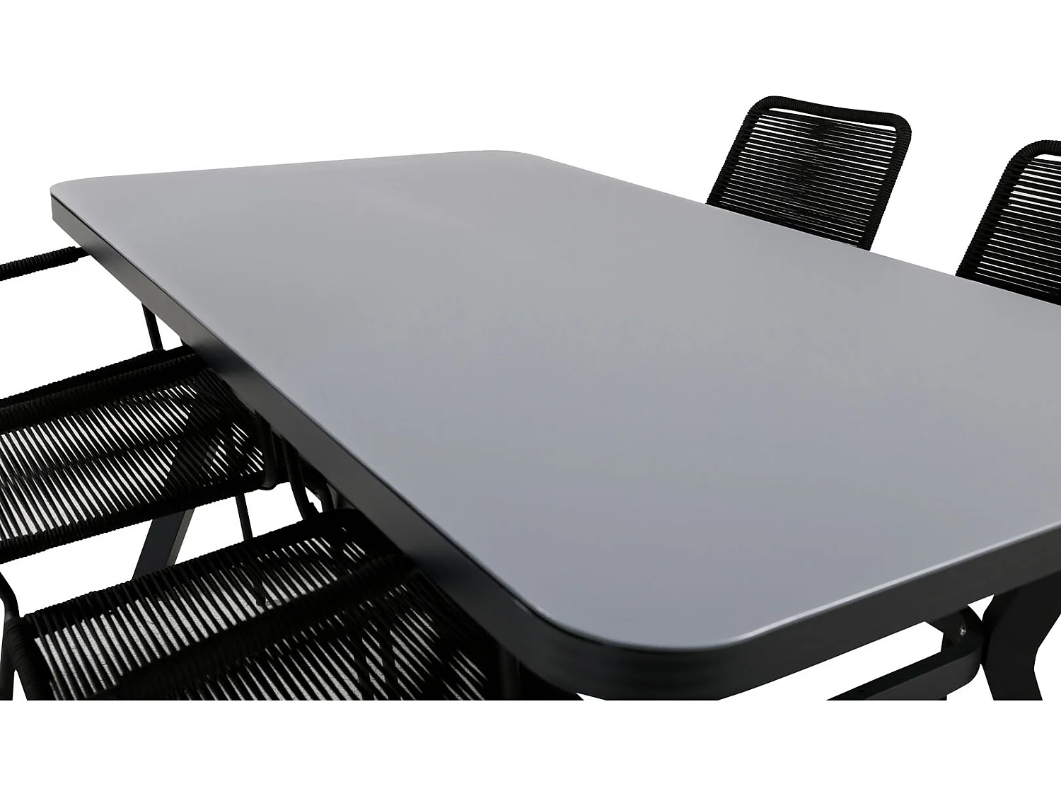 Virya Ensemble table et chaises de jardin, table 90x160cm et 4 chaises avec accoudoirs S Lindos, noir, gris.
