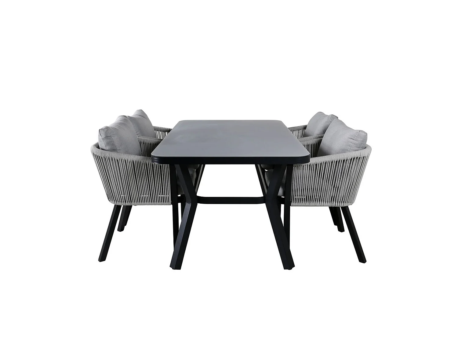 Virya Ensemble table et chaises de jardin, table 90x160cm et 4 chaises Virya, blanc, noir, gris.