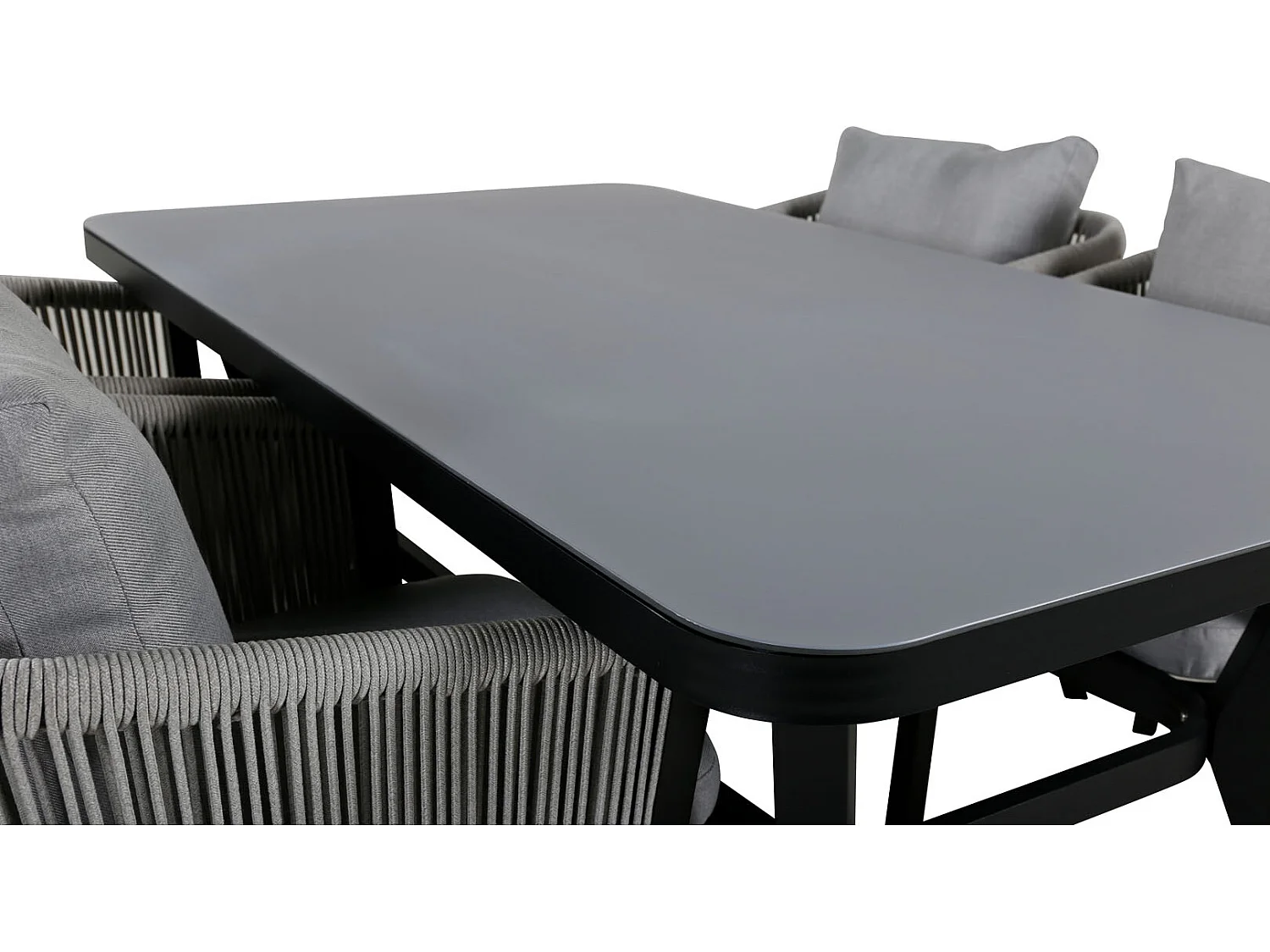 Virya Ensemble table et chaises de jardin, table 90x160cm et 4 chaises Virya, blanc, noir, gris.