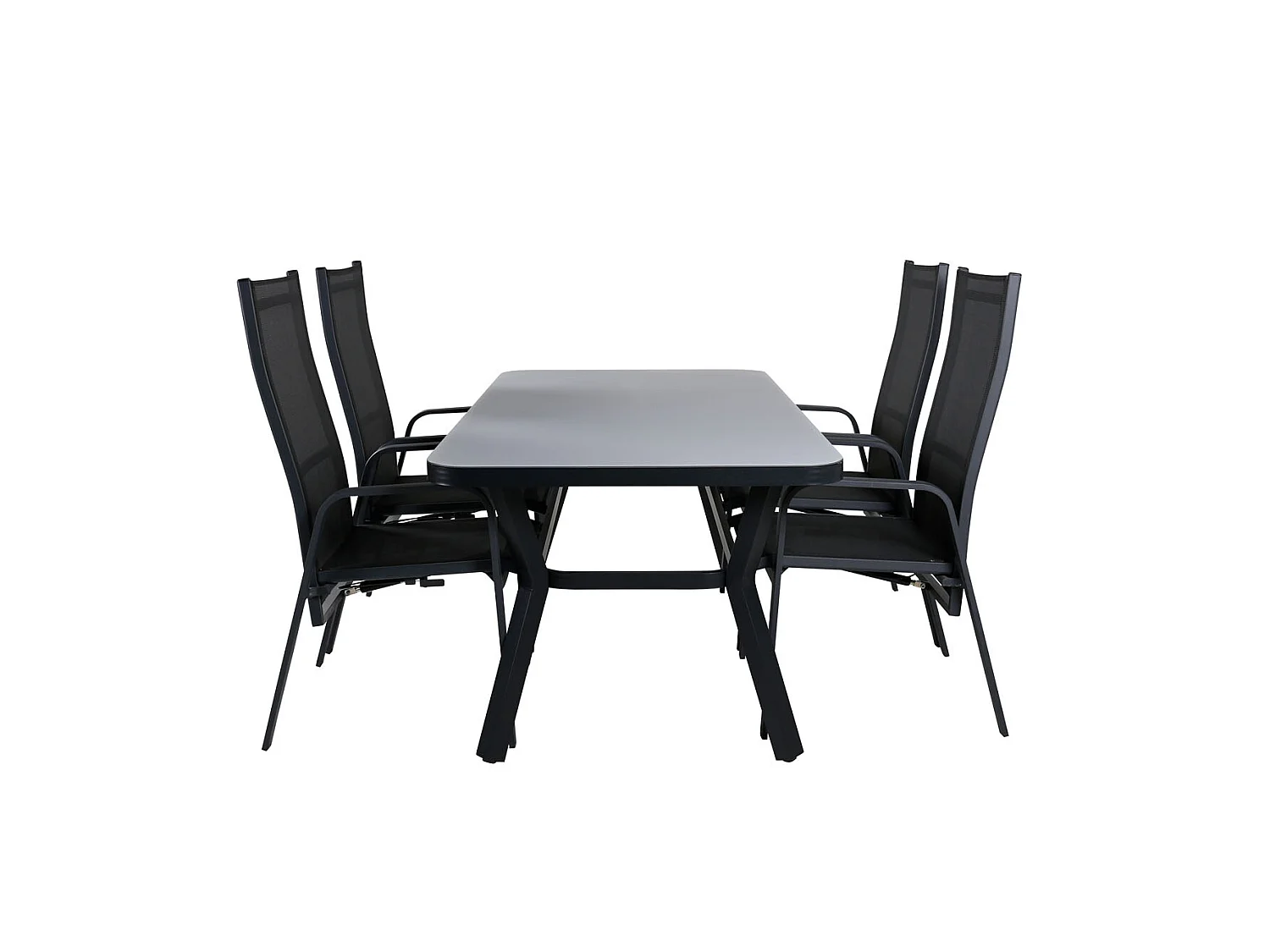 Virya Gartenset Tisch 90x160cm und 4 Stühle Copacabana schwarz, grau.