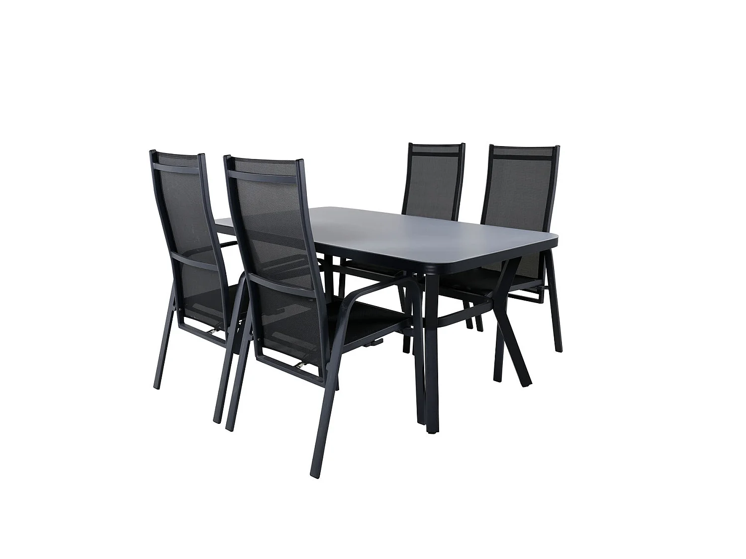 Virya Gartenset Tisch 90x160cm und 4 Stühle Copacabana schwarz, grau.