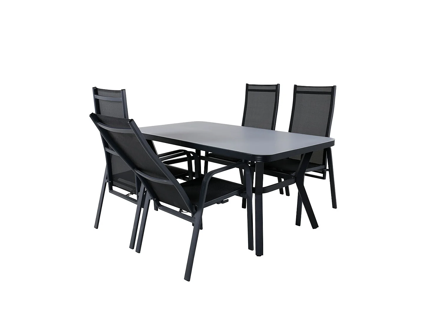 Virya Gartenset Tisch 90x160cm und 4 Stühle Copacabana schwarz, grau.