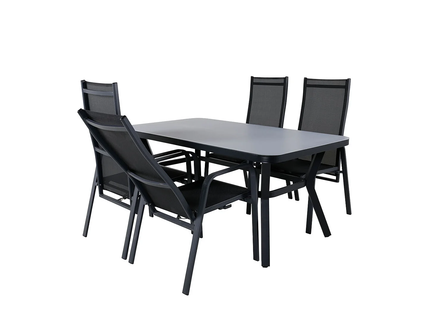 Virya Gartenset Tisch 90x160cm und 4 Stühle Copacabana schwarz, grau.