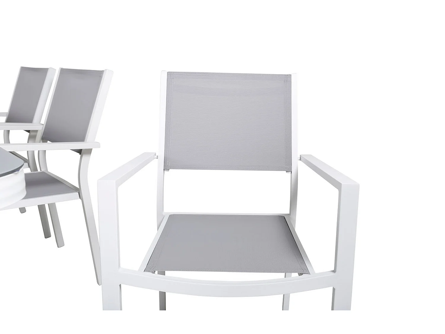 Virya tuinmeubelset tafel 100x200cm en 6 stoel Copacabana zwart, grijs, wit.