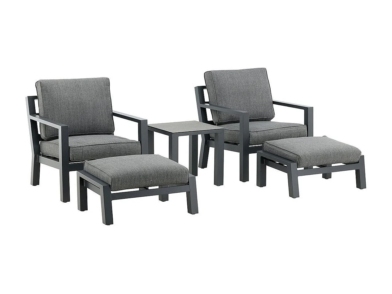 Barcelona tuinmeubelset 5 delen donkergrijs.