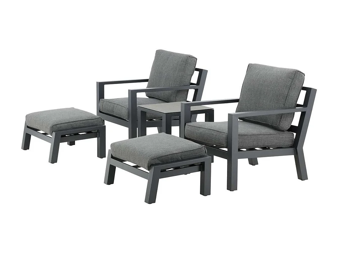 Barcelona tuinmeubelset 5 delen donkergrijs.