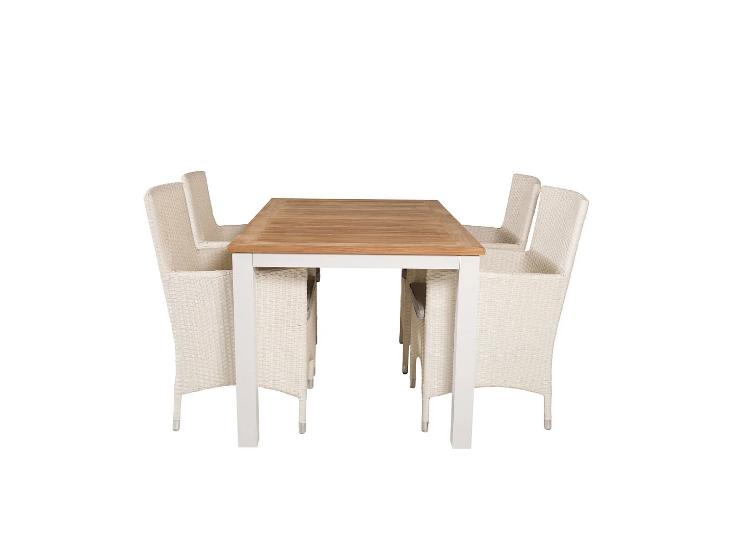 Panama Ensemble table et chaises de jardin, table 90x152/210cm et 4 chaises Malin, blanc, naturel.