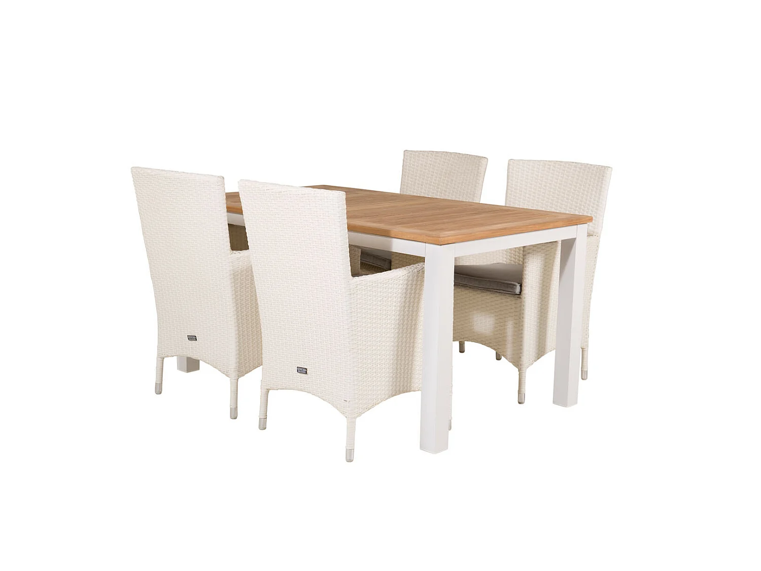 Panama Ensemble table et chaises de jardin, table 90x152/210cm et 4 chaises Malin, blanc, naturel.