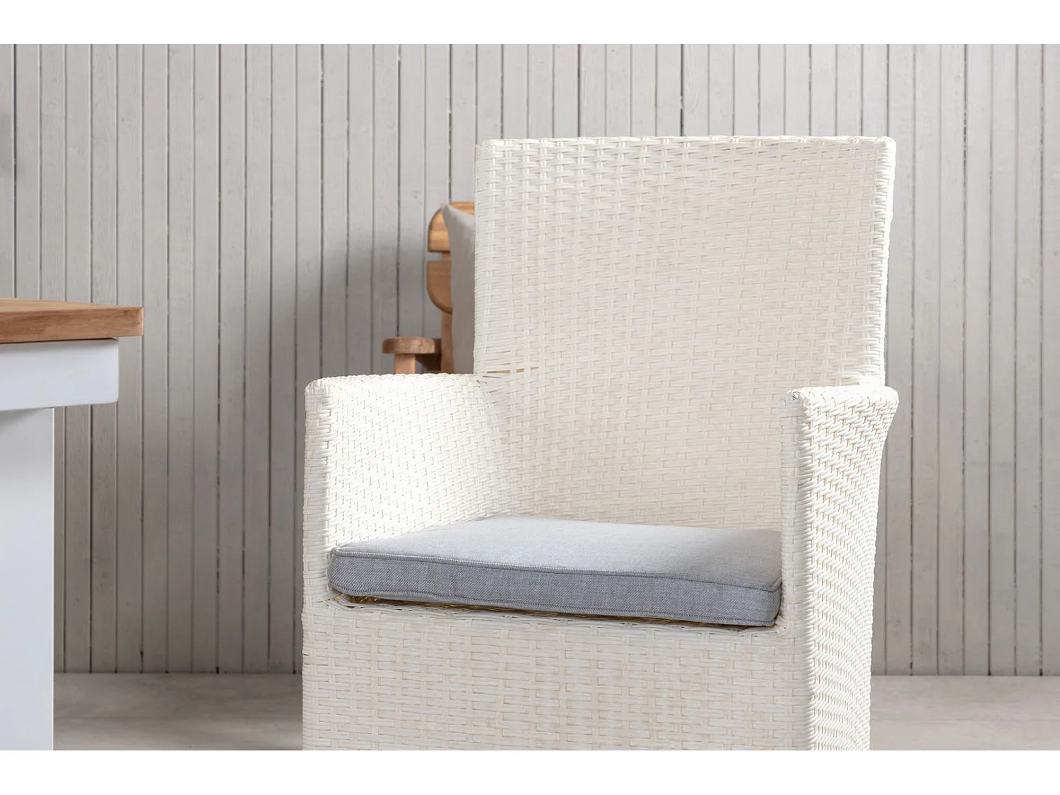 Panama Ensemble table et chaises de jardin, table 90x152/210cm et 4 chaises Malin, blanc, naturel.