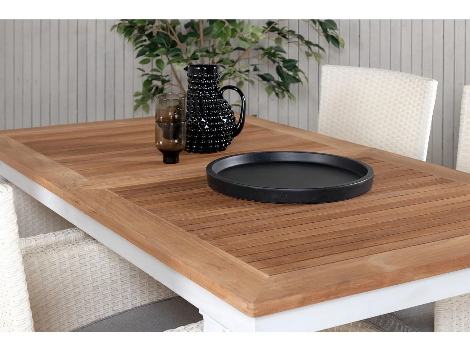 Panama Ensemble table et chaises de jardin, table 90x152/210cm et 4 chaises Malin, blanc, naturel.