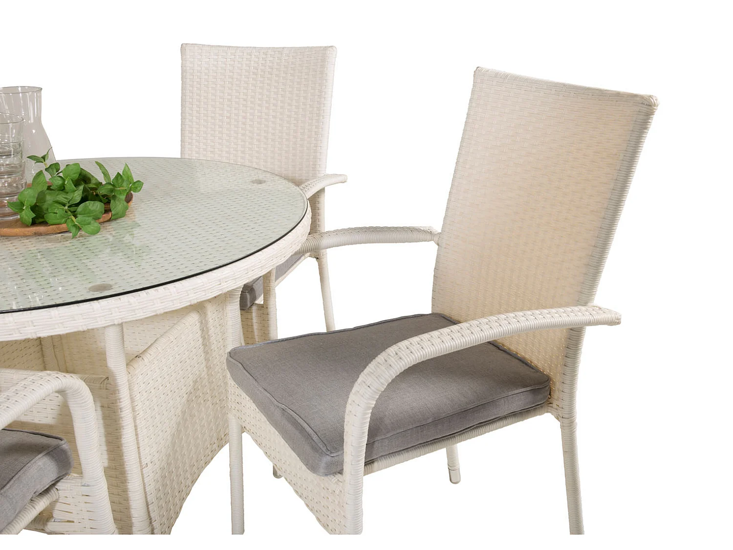 Volta Gartenset Tisch Ø90cm und 4 Stühle Anna weiß.