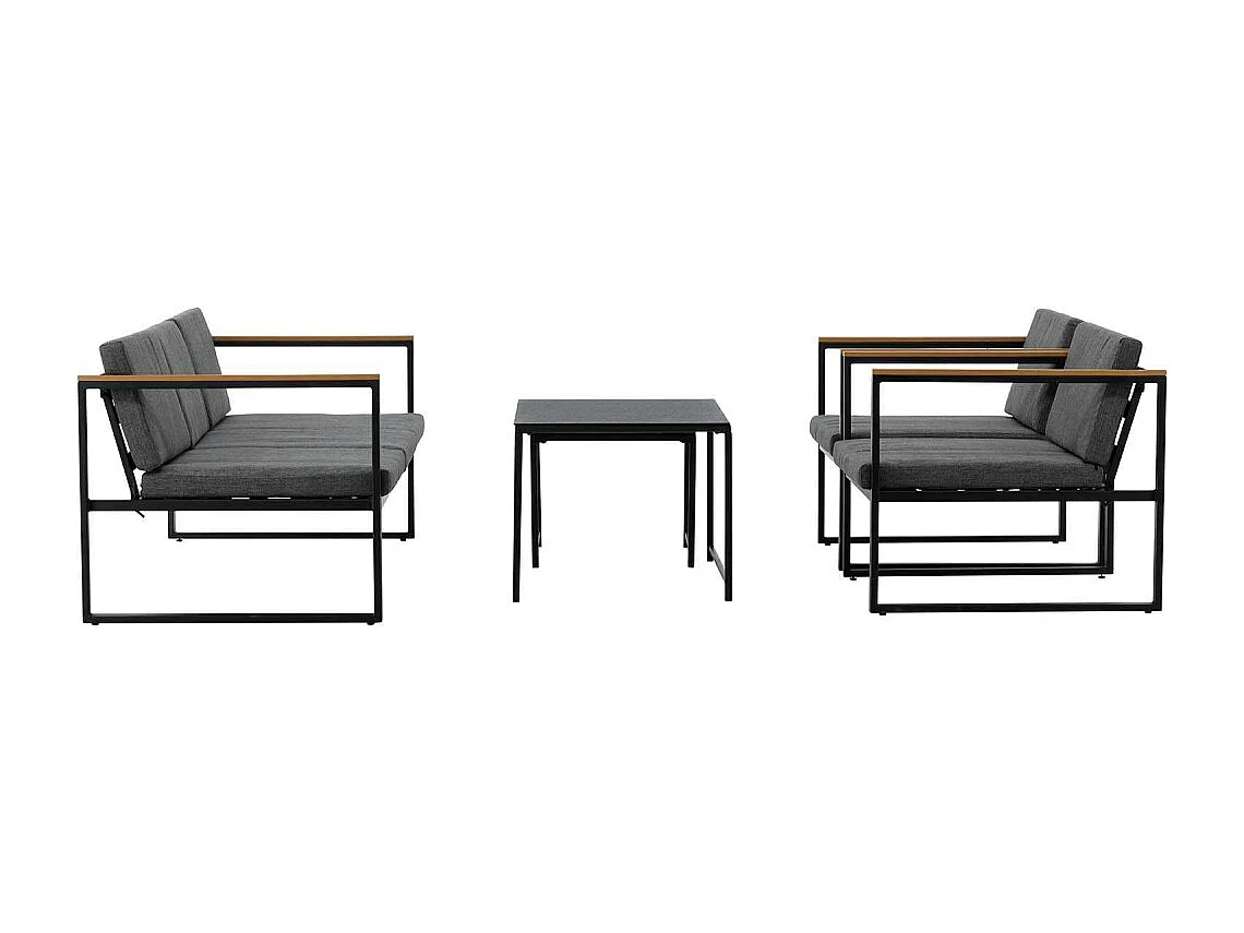 Salon de Jardin 5 Places "Dakar" 188cm Gris