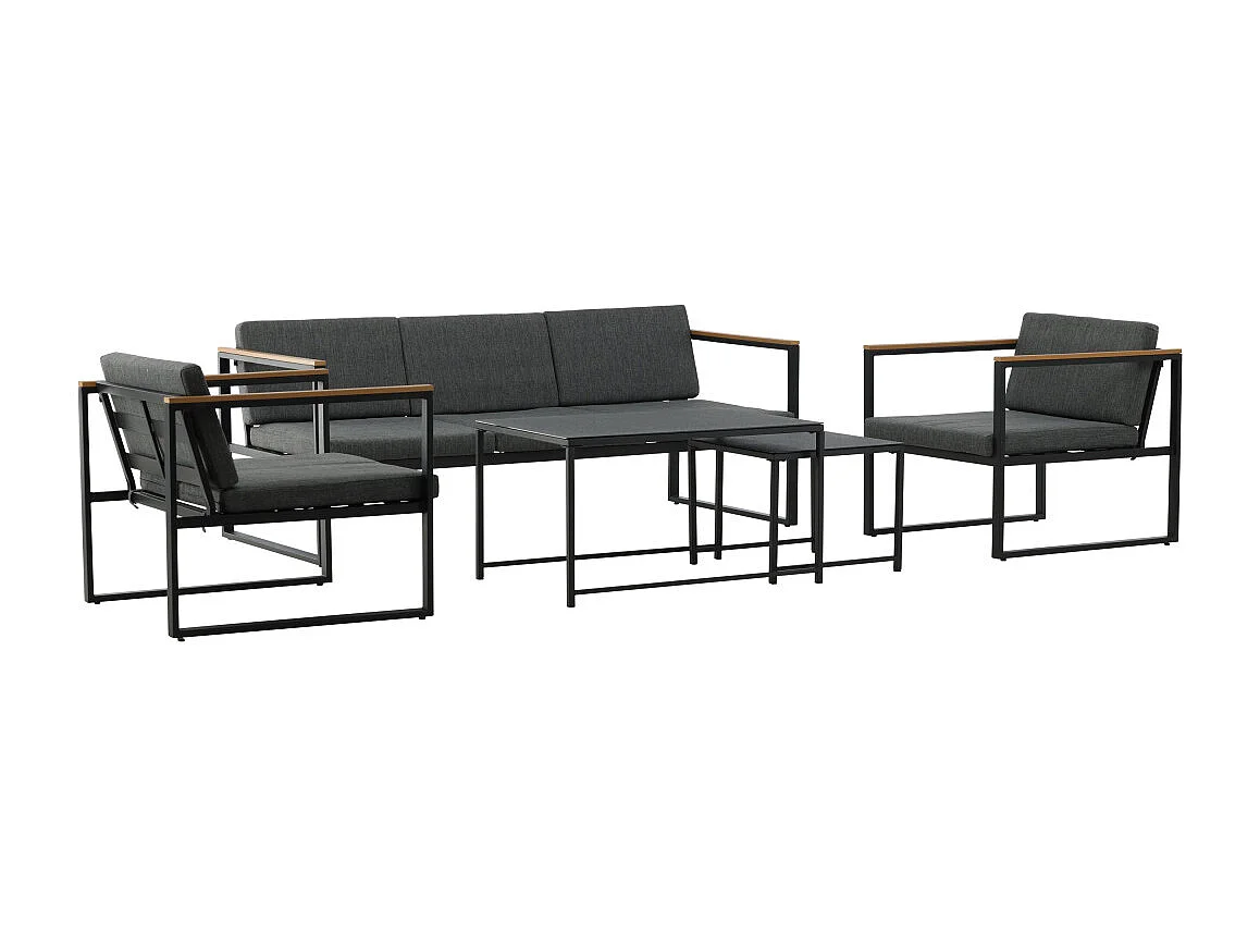 Salon de Jardin 5 Places "Dakar" 188cm Gris