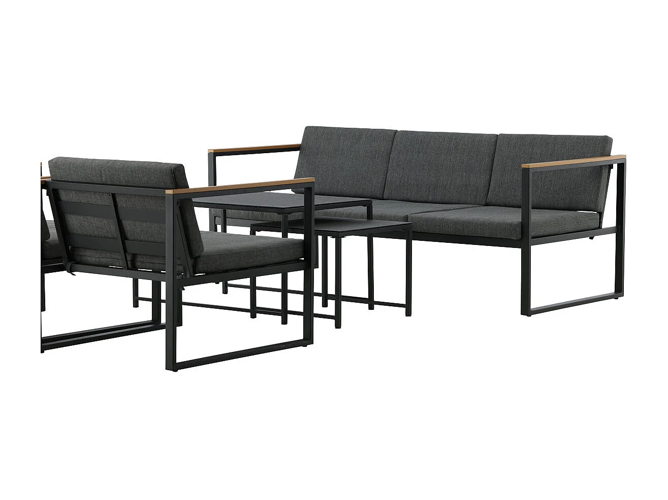 Salon de Jardin 5 Places "Dakar" 188cm Gris