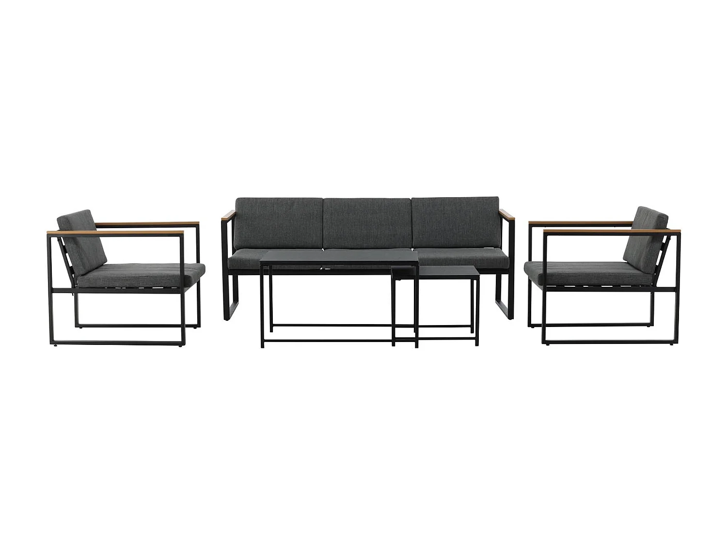 Dakar tuinmeubelset 5 delen zwart, donkergrijs.