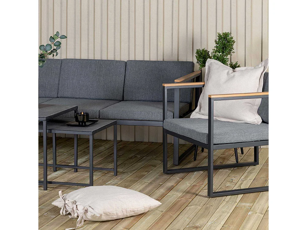 Dakar tuinmeubelset 5 delen zwart, donkergrijs.