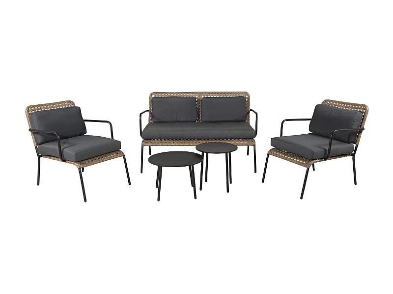 Salon de Jardin "Paola" 122cm Naturel & Noir