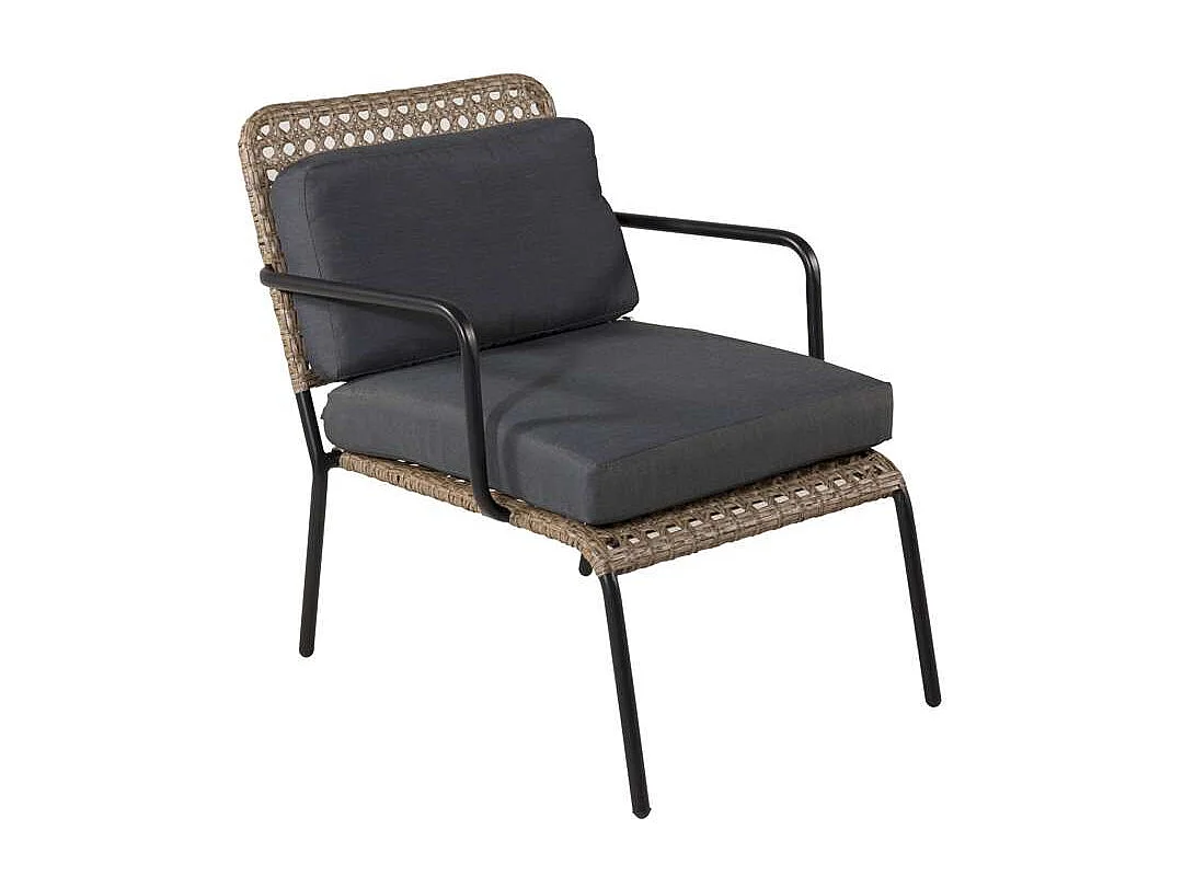 Salon de Jardin "Paola" 122cm Naturel & Noir