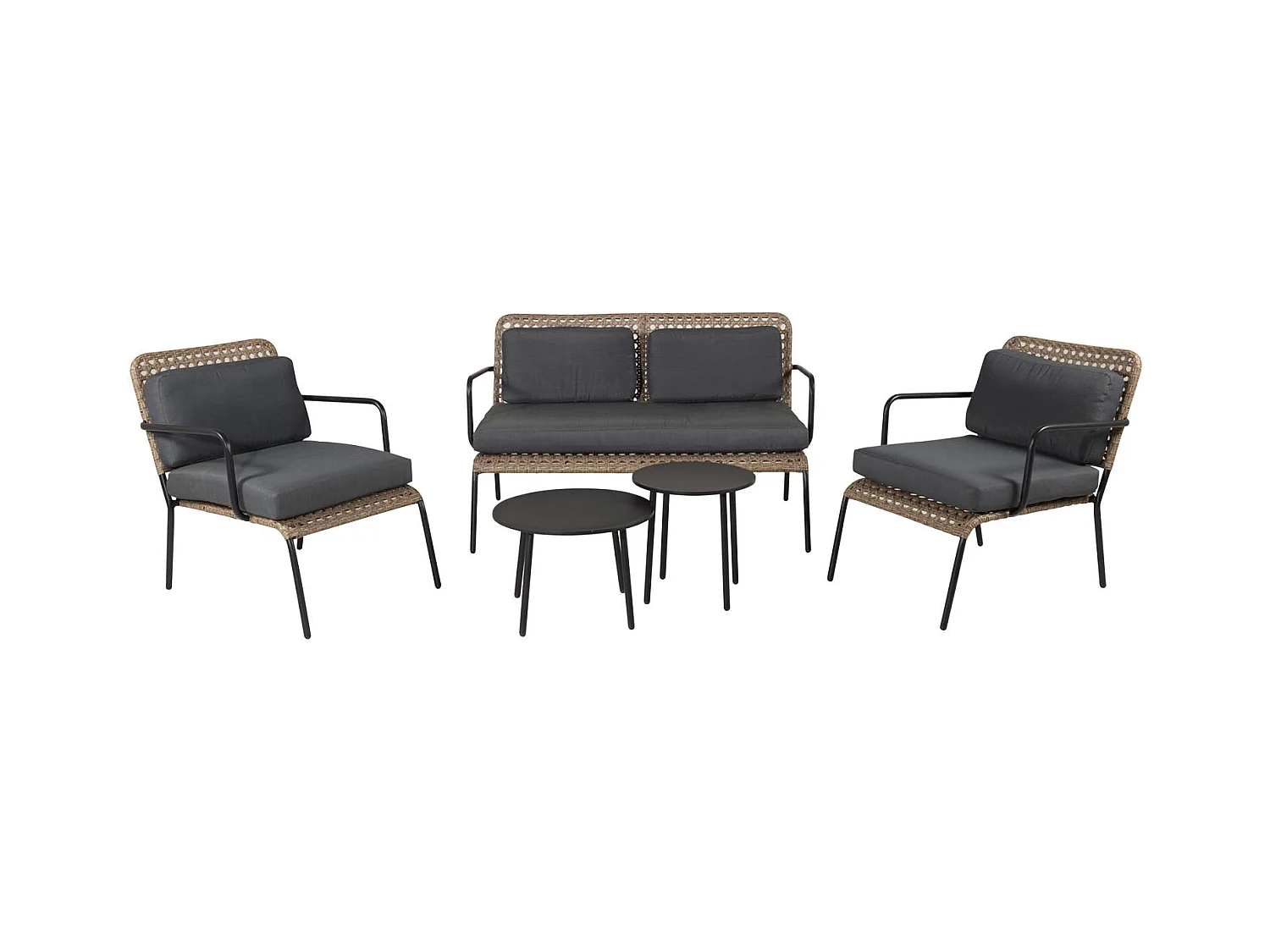 Salon de Jardin "Paola" 122cm Naturel & Noir