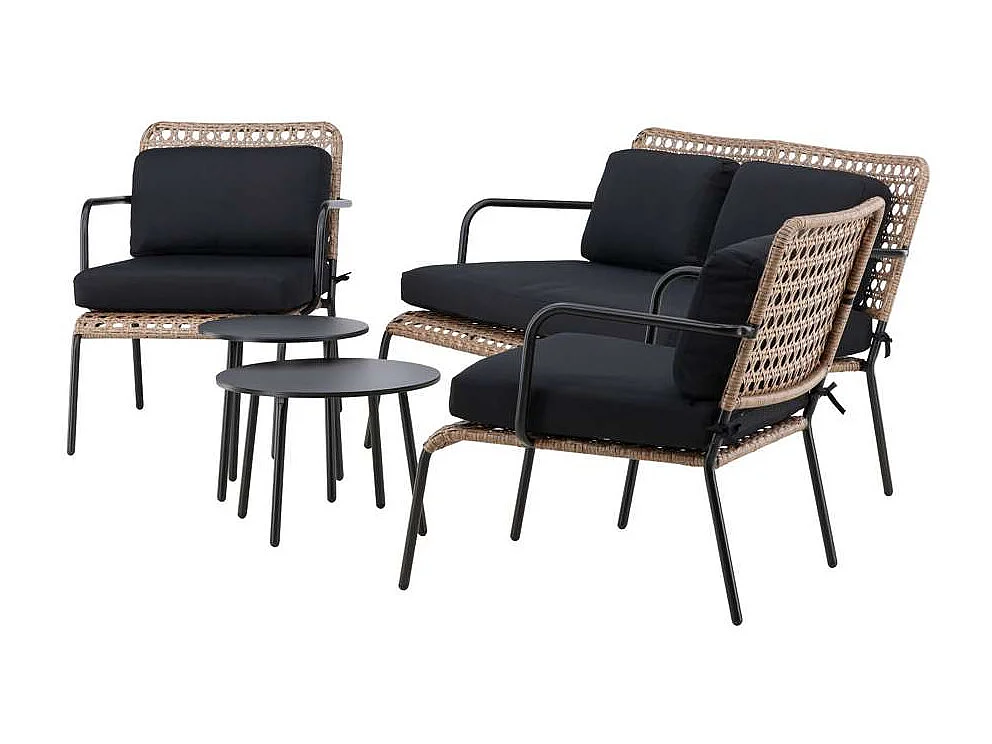 Salon de Jardin "Paola" 122cm Naturel & Noir