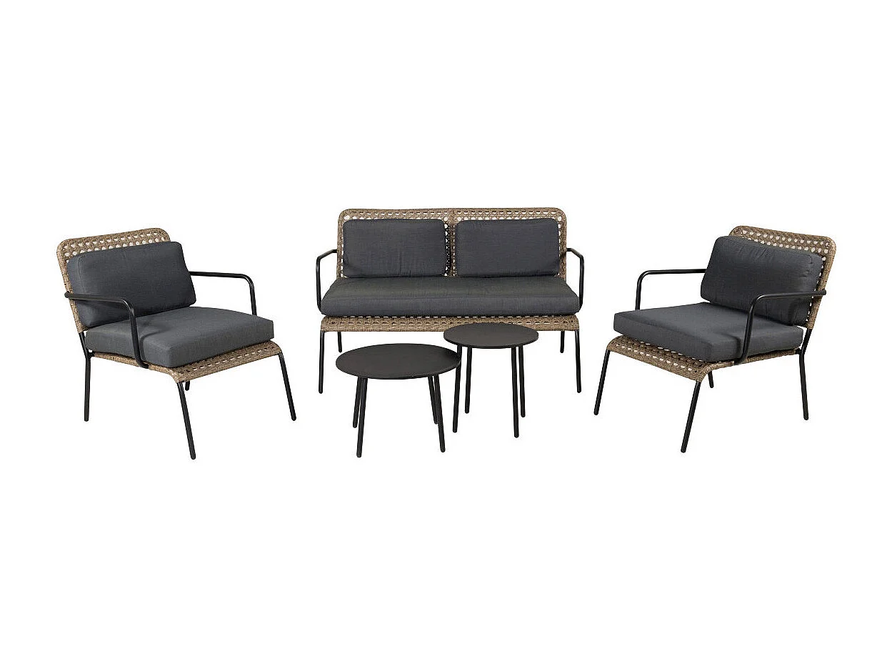 Salon de Jardin "Paola" 122cm Naturel & Noir