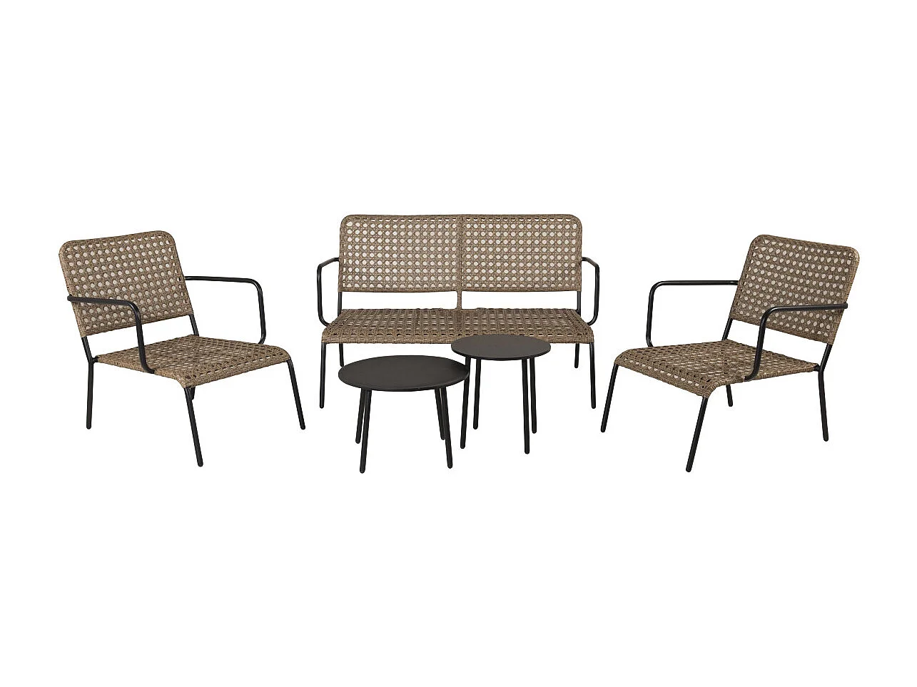 Salon de Jardin "Paola" 122cm Naturel & Noir