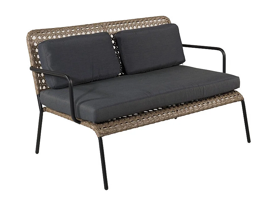 Salon de Jardin "Paola" 122cm Naturel & Noir