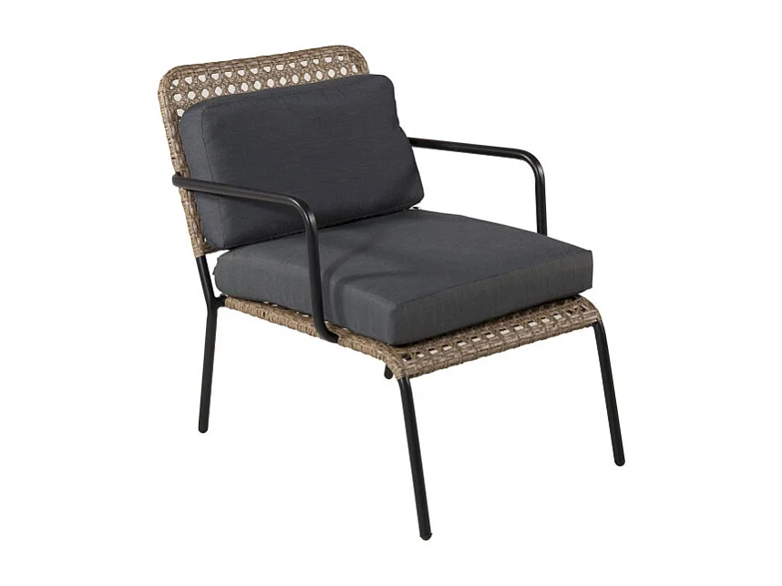 Salon de Jardin "Paola" 122cm Naturel & Noir