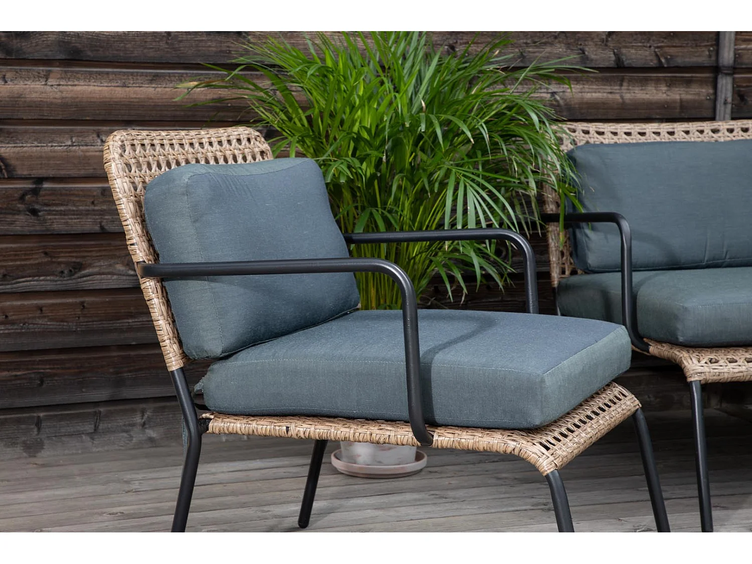 Paola set de jardin 5 parties noir, gris, naturel.
