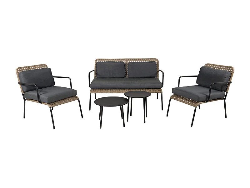 Salon de Jardin "Paola" 122cm Naturel & Noir