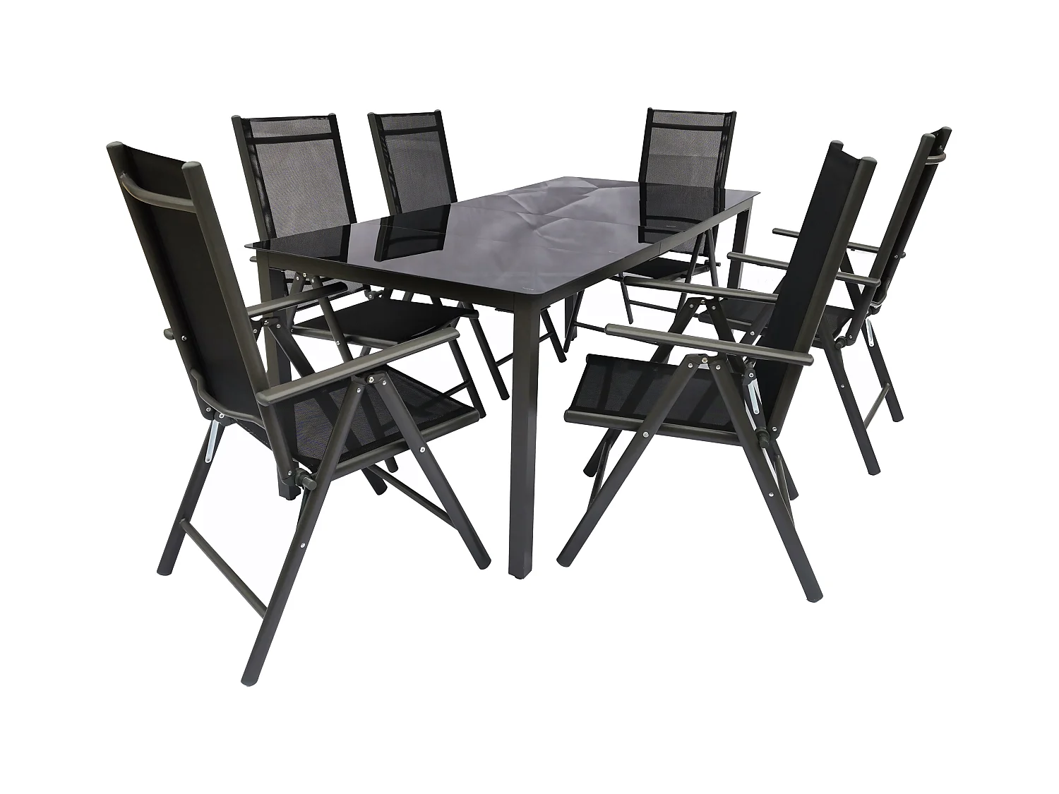 7 tlg. Alu Glas Tisch Gartenset Sitzgruppe 189SW
