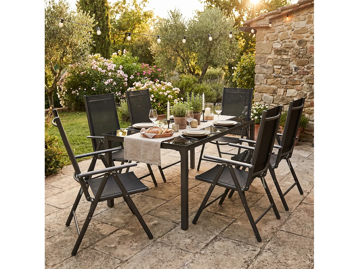 7 pz. Alu set da giardino gruppo posti 189 SW
