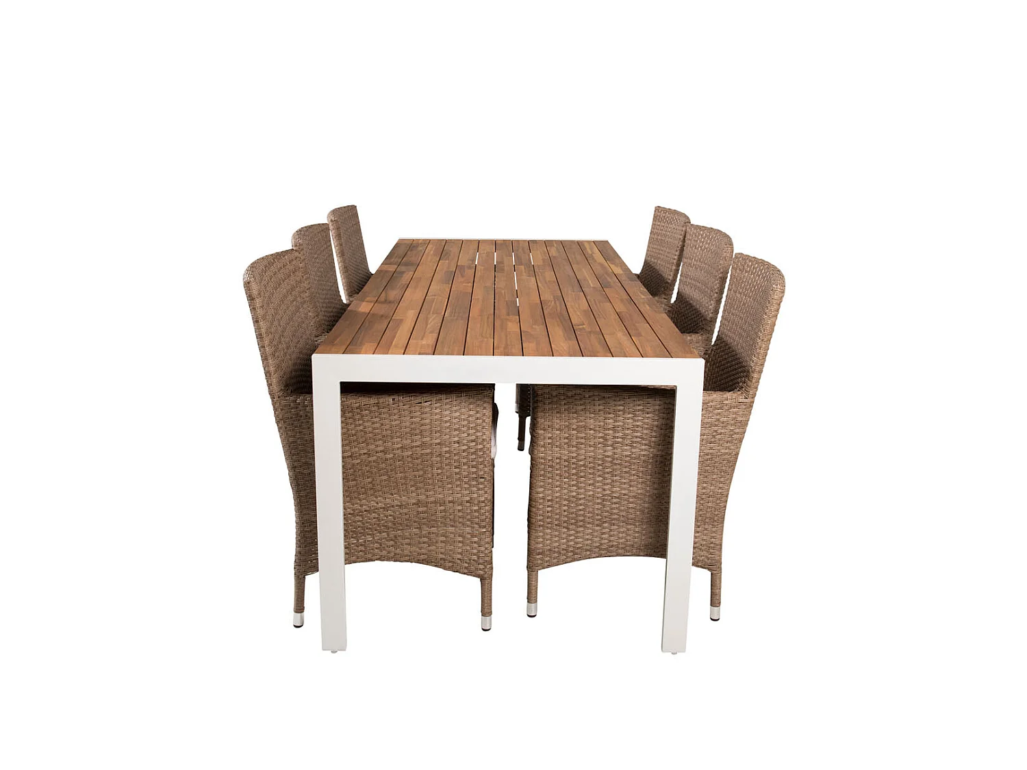 Bois Gartenset Tisch 90x205cm und 6 Stühle Malin natur, weiß.