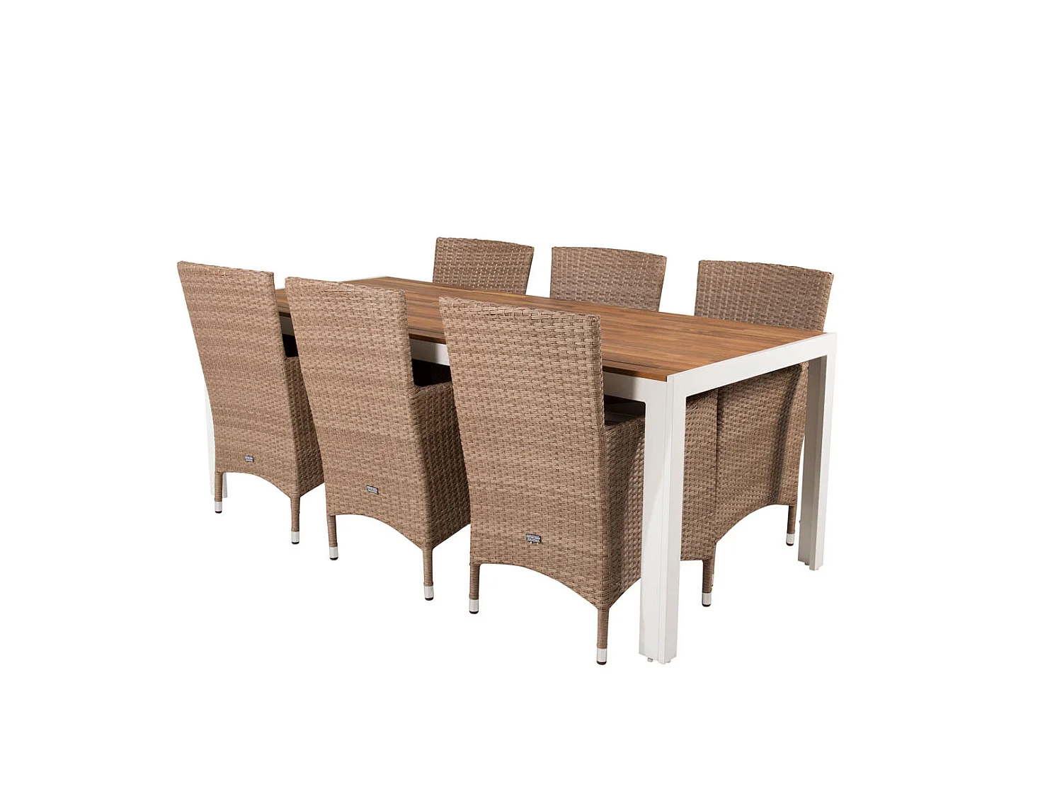 Bois Gartenset Tisch 90x205cm und 6 Stühle Malin natur, weiß.