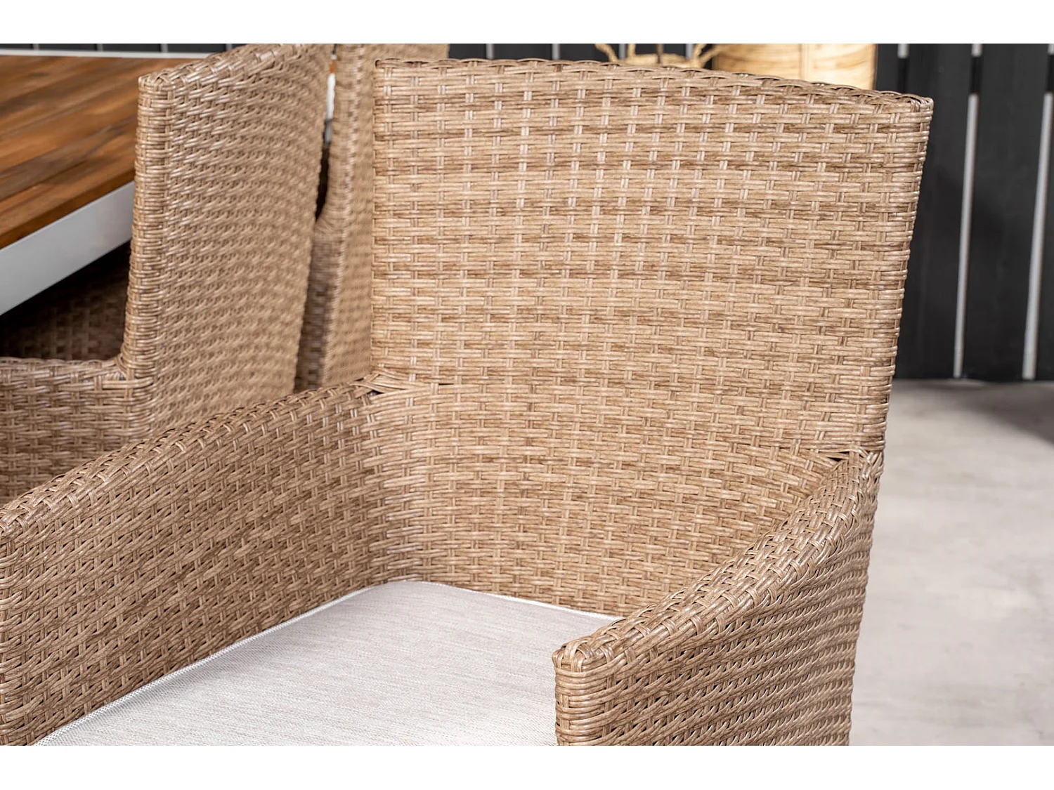 Bois Gartenset Tisch 90x205cm und 6 Stühle Malin natur, weiß.