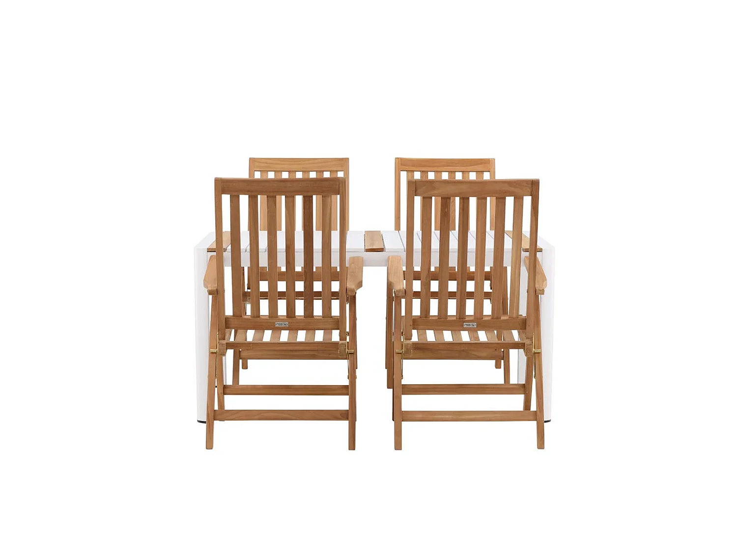 Togo ensemble table et chaises de jardin, table 150x100cm, 4 chaises Kenya, blanc,naturel.
