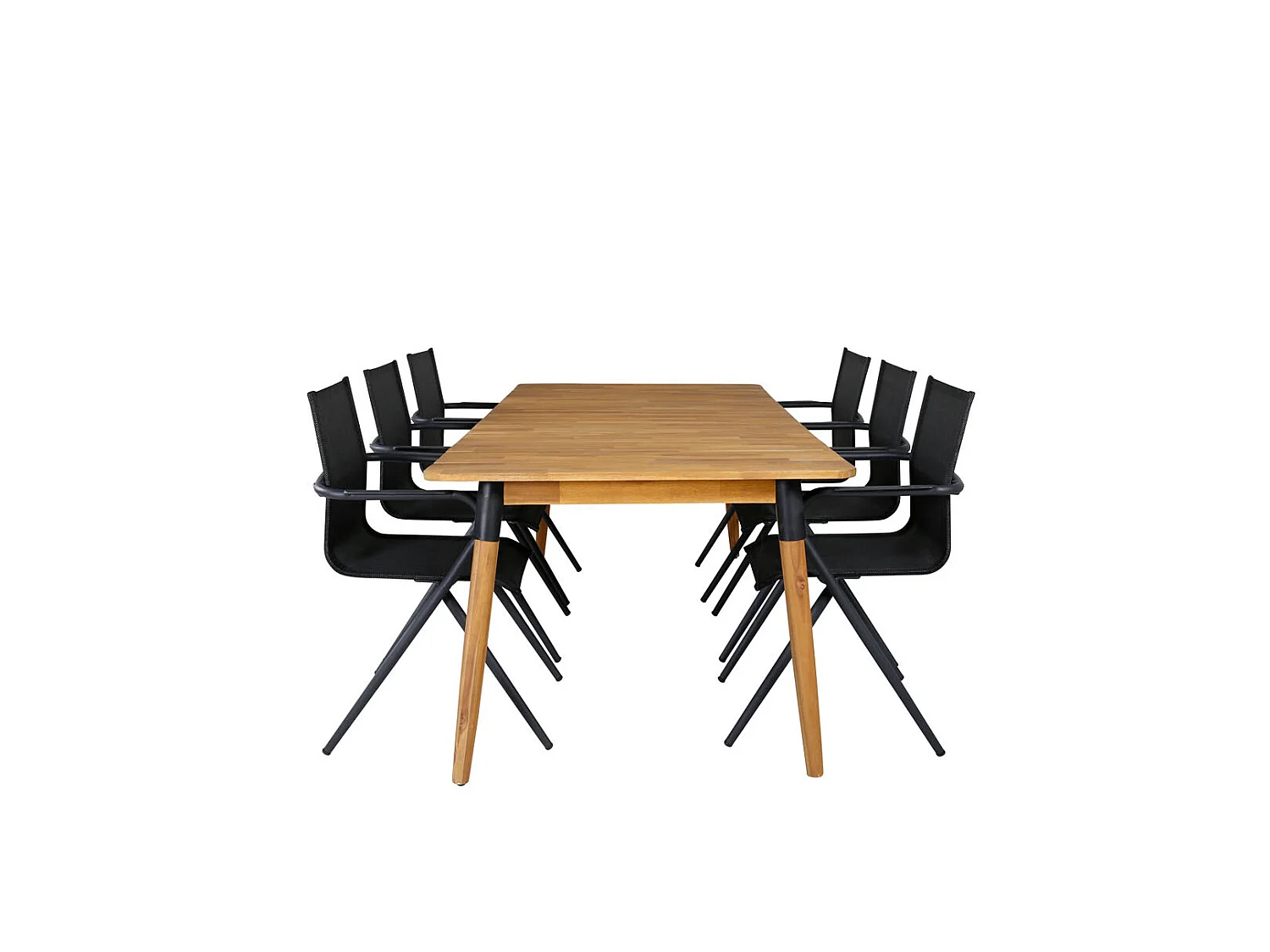 Julian Ensemble table et chaises de jardin, table 100x210cm et 6 chaises Alina, noir, naturel.