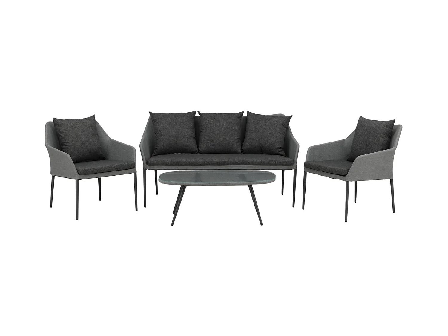 Salon de Jardin "Spoga" 151cm Gris & Noir