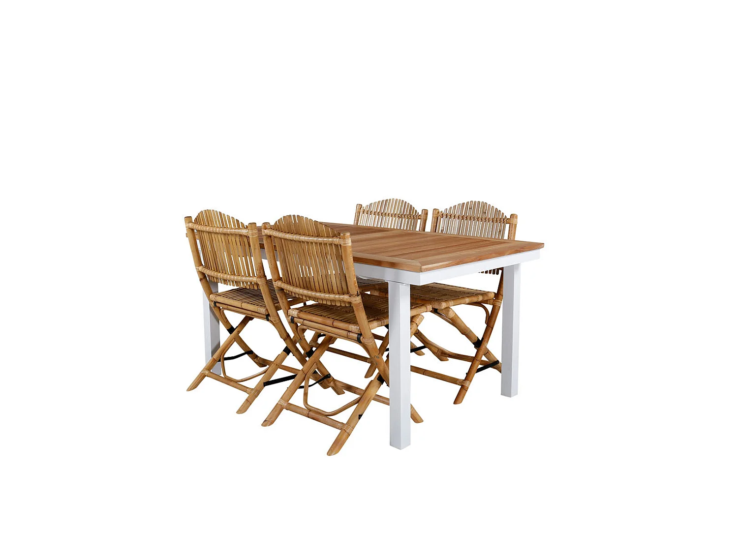 Panama tuinmeubelset tafel 90x152/210cm en 4 stoel Cane lichtgrijs, naturel.
