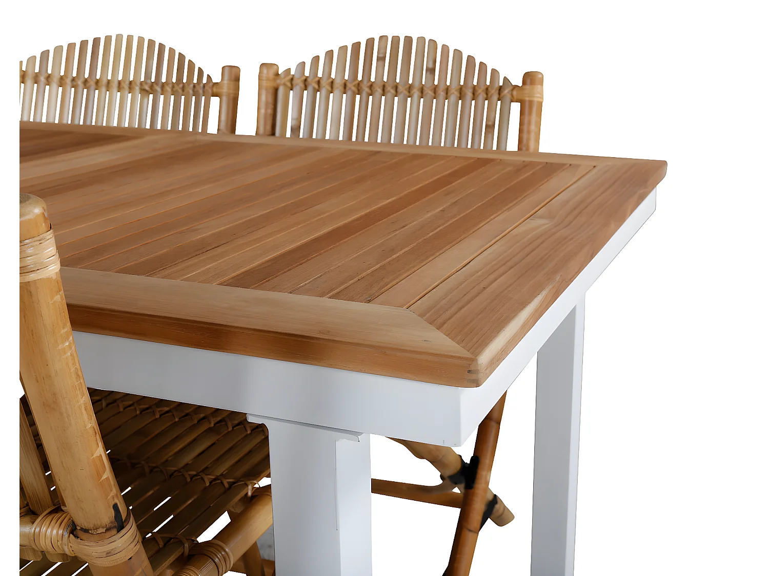 Panama tuinmeubelset tafel 90x152/210cm en 4 stoel Cane lichtgrijs, naturel.