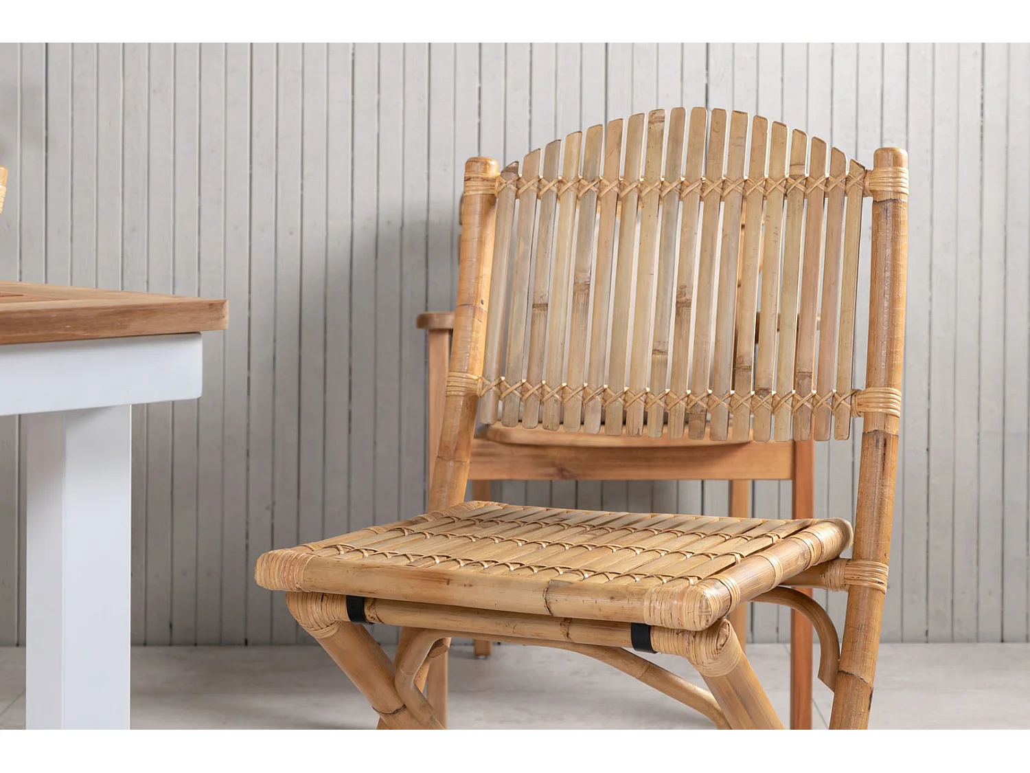 Panama tuinmeubelset tafel 90x152/210cm en 4 stoel Cane lichtgrijs, naturel.